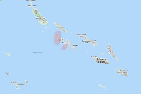Map of Solomon Islands with location of recordings made in 1908