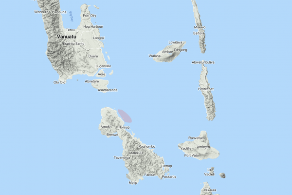 Map of Vanuatu with location of recordings made in 1914-15
